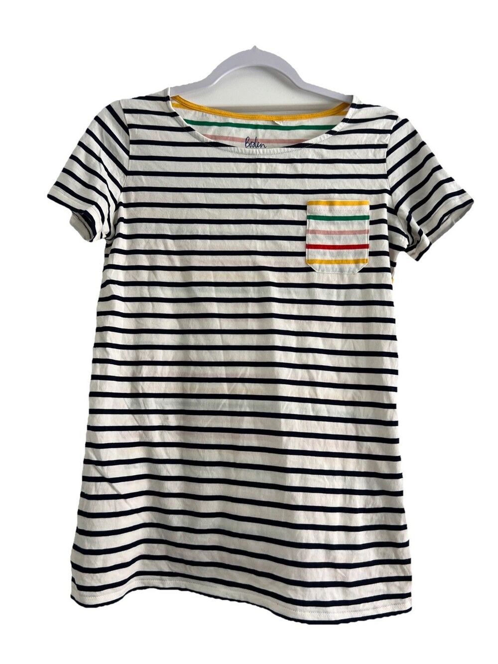 Boden Rainbow Stripes Ahead Of The Rest T Shirt Size 4